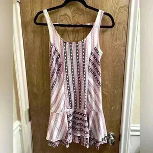 Free People White, Purple & Gray Spaghetti Strap Mini Dress/Top Size XS ￼